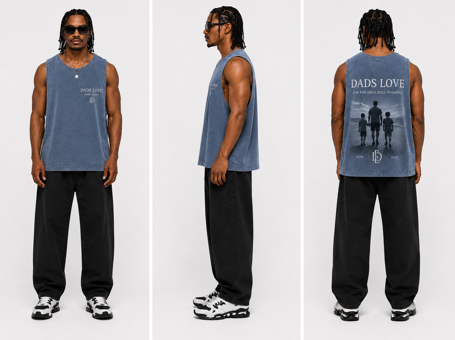 DADS LOVE TANK TOP STONE VINTAGE BLUE